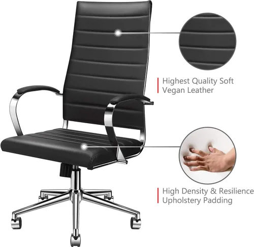 Miniatura 7 de Silla de oficina ergonómica, silla de escritorio giratoria ajustable con reposabrazos en cuero vegano, silla de respaldo alto para soporte lumbar