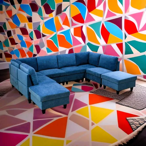 Miniatura 12 de FUOROLA Sofá modular de gran tamaño, sofá modular de cuero con reclinable, sofás seccionales para sala de estar, sofá reclinable de piel sintética
