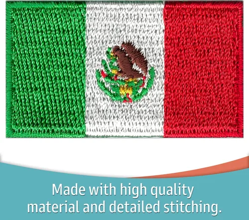 Miniatura 3 de Laughing Lizards Parche pequeño de México (paquete de 5), paquete de 5 parches para planchar con la bandera del país mexicano, ideal para sombreros
