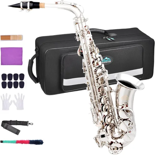 Miniatura 9 de EASTROCK Saxofón Alto Negro/Dorado Mi Bemol Kit Completo para Estudiantes Principiantes con Estuche de Transporte, Boquilla, Almohadillas Cojín