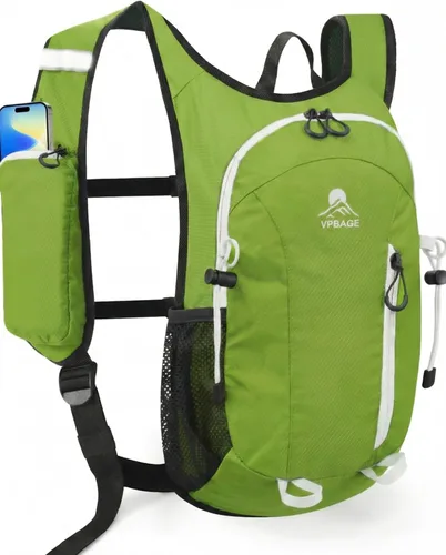 VPBAGE Mochila de senderismo pequeña con soporte frontal para teléfono, mochila plegable con correa de pecho y cintura, Amarillo paja, Pequeño,