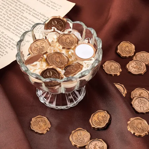 Miniatura 5 de CRASPIRE 50 calcomanías adhesivas para sellar cera con temática de Pascua, invitación de boda, sellos de sobre, calcomanías de cera prefabricadas
