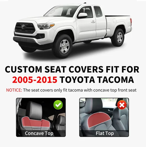Miniatura 7 de Truckiipa Fundas de Asiento Automotrices Ajuste para Toyota Tacoma Asiento Delantero de Cuero Impermeable Cobertura Completa Fundas de Asiento