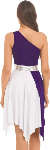 Miniatura 43 de easyforever Vestido de baile sin mangas con bloques de color para mujer, alabanza litúrgica, ropa de baile lírico, vestido de bata de adoración