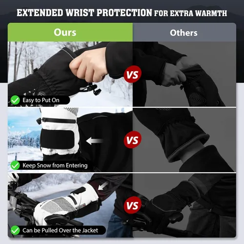 Miniatura 7 de Hikenture Guantes de esquí con Thinsulate 3M, guantes de nieve extra cálidos para hombres y mujeres, guantes de snowboard impermeables aislados