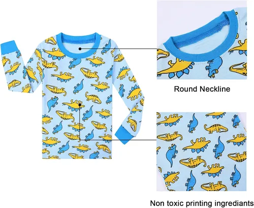 Miniatura 5 de Benaive Pijama para niños, pijama de algodón para niño, conjunto de pantalones de 4 piezas para niños