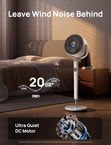 Miniatura 4 de Dreo Ventilador Inteligente para Dormitorio, Ventiladores Oscilantes Omnidireccionales de 120° +120°, Ventilador de Pedestal Silencioso de 90 pies
