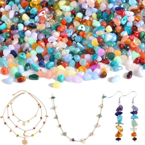 Stino 1000 cuentas de cristal acrílico, colores mezclados, agujero de 0.047 in, forma irregular pequeña para hacer joyas de bricolaje (color