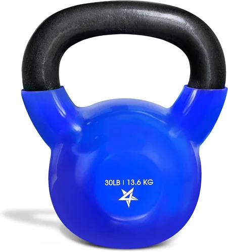 Miniatura 30 de Yes4All Pesa rusa, pesas rusas de hierro fundido con revestimiento de vinilo de 5-100 LB para entrenamiento de fuerza para ejercicios de gimnasio