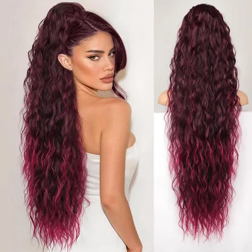 Miniatura 13 de KooKaStyle Extensión de cola de caballo con cordón de 26 pulgadas (66 cm) para mujeres, extensiones de cabello sintético rizado largo para uso