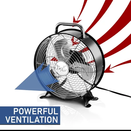 Miniatura 6 de Vie Air Ventilador de tambor de metal duradero de doble velocidad potente y silencioso de alta velocidad, 12 pulgadas de ancho