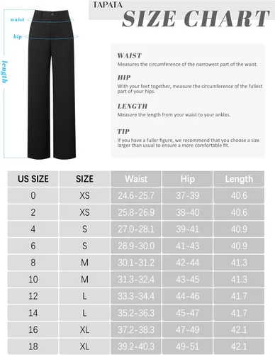 Miniatura 6 de Tapata Pantalones de pierna ancha para mujer, pantalones de vestir de cintura alta, casuales, elásticos, bolsillos para el trabajo y negocios