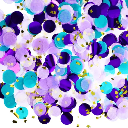 Miniatura 19 de TecUnite - Confeti redondo para decoración de bodas y fiestas de cumpleaños, 1.76 onzas Confeti de oro azul