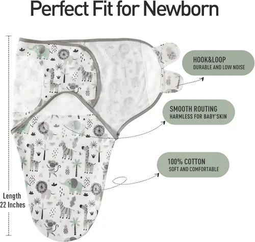 Miniatura 5 de GLLQUEN BABY Sacos de Dormir Envolventes Orgánicos para Recién Nacidos - Envolturas para Bebés de 0-3 Meses, Paquete de 3 Sacos Envolventes