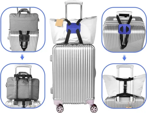 Miniatura 4 de Correas de equipaje, elástico para equipaje, correas de equipaje, cinturón ajustable para maleta, azul (2)