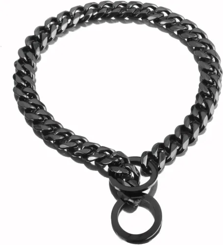 Miniatura 9 de Collar de oro para perro, cadena P de oro de 18 quilates, cadena de eslabones cubanos de 0.433 in, 0.591 in, 0.748 in, para entrenamiento