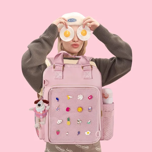 Miniatura 7 de Prokva Ita Mochila Bolsa de exhibición con insertos para alfileres, bonita bolsa Ita para anime Cosplay y concierto (diseño patente), Rosado