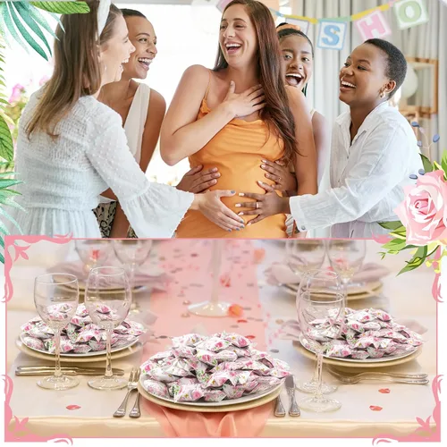 Miniatura 5 de Naucoos Dulces de baby shower para niña, bolsa de 26.5 onzas, 150 mentas duras a suaves, envueltas individualmente, caramelos rosados para baby