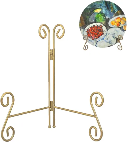 Miniatura 9 de Soportes de placa para exhibición, soportes de platos de 10 pulgadas para exhibición, caballete de placa de hierro dorado para fotos, marcos