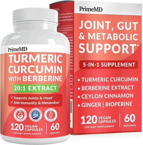 Suplemento orgánico de cúrcuma y curcumina 5 en 1 (4210 mg) con berberina, canela de Ceilán, BioPerine y suplementos de jengibre para el apoyo de