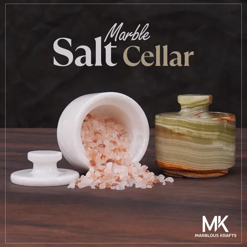 Miniatura 5 de Salero de mármol con tapa de 3" ónix blanco y verde, cuencos de sal y pimienta, almacenamiento para el hogar, recipiente de sal para almacenamiento