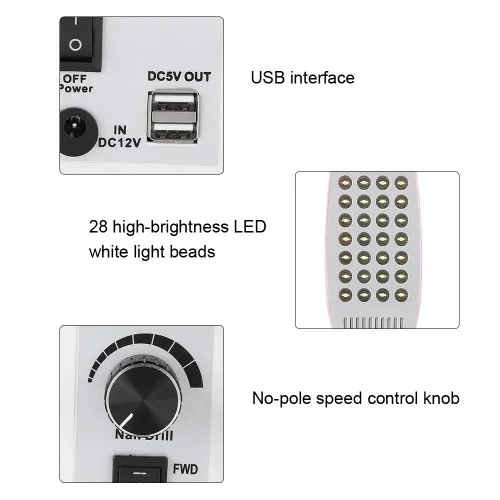 Miniatura 6 de Aspiradora 3 en 1 para secadora de uñas, dispositivo de curado para manicura + ventilador de extracción de polvo para diseño + luz LED, herramienta
