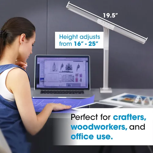 Miniatura 5 de OttLite Lámpara de escritorio LED con abrazadera resistente, iluminación extra ancha, regulable con 5 ajustes de brillo y LED de luz natural de bajo