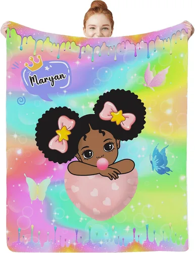 Miniatura 23 de Artsadd Manta facial personalizada de princesa para niñas, personalizada con cara de niños, manta personalizada para niños, nombre de foto de bebé