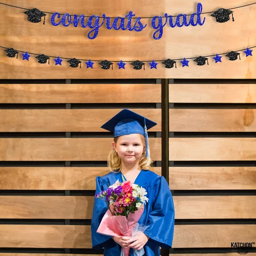 Miniatura 6 de KatchOn, Banner de felicitaciones graduadas con purpurina – 10 pies, pre-encordado Grad Garland Class of 2026 Pancartas de felicitaciones