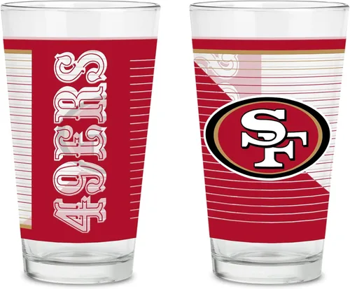Rico Industries NFL Football Main - Juego de 2 vasos clásicos de 16 onzas con logotipo impreso digitalmente, apto para lavavajillas | NFL Football