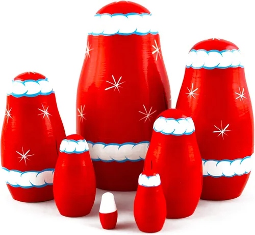 Miniatura 3 de Muñecos de anidación de madera de Papá Noel de Navidad, 7 piezas, decoración de Navidad de Papá Noel, ideas de regalos de muñecas - Matryoshka
