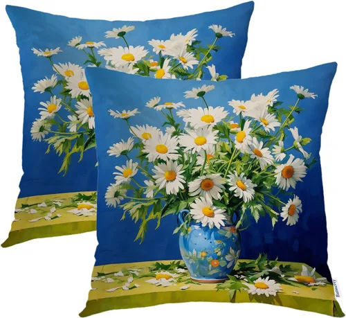 Miniatura 40 de Batmerry Juego de 2 fundas de almohada decorativas con estampado floral gris y blanco de 18 x 18 pulgadas, estilo victoriano con patrón de flores
