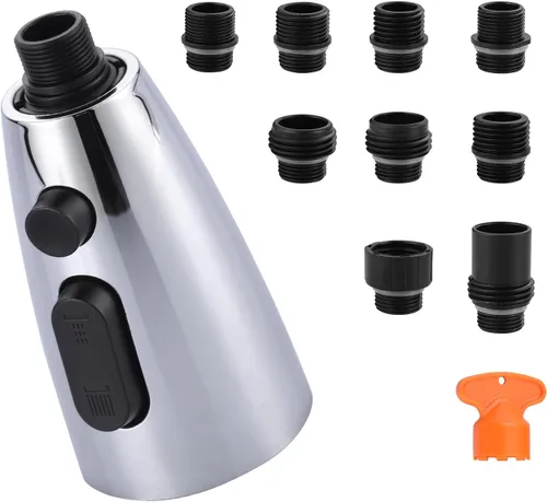 Miniatura 10 de Repuesto de cabezal de grifo de cocina: cabezal rociador de acero inoxidable, 3 modos de boquilla de pulverización extraíble con 9 adaptadores