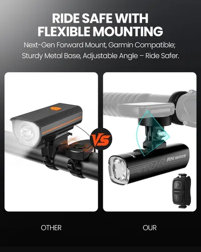 Miniatura 7 de Magicshine Luz de bicicleta RN 1500S, luces de bicicleta para conducción nocturna con montaje inferior, control FTR LightSync, recargable por USB