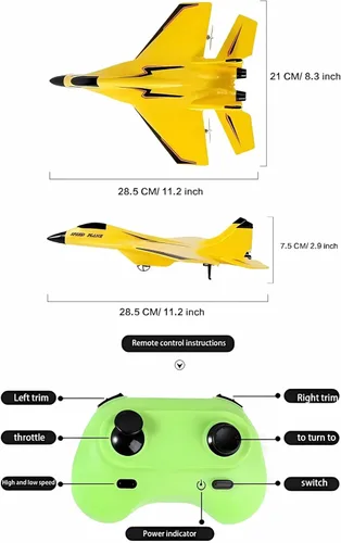 Miniatura 8 de Avión inalámbrico de juguete con control remoto - 2023 Nuevo avión RC Su-35 de 2.4 GHz con luces, avión de combate RC de espuma para adultos al aire
