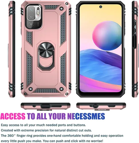 Miniatura 2 de Funda para Mi para Poco M3 Pro/para Redmi Note 10T 5G con protector de pantalla de vidrio templado, [grado militar] Soporte magnético de montaje