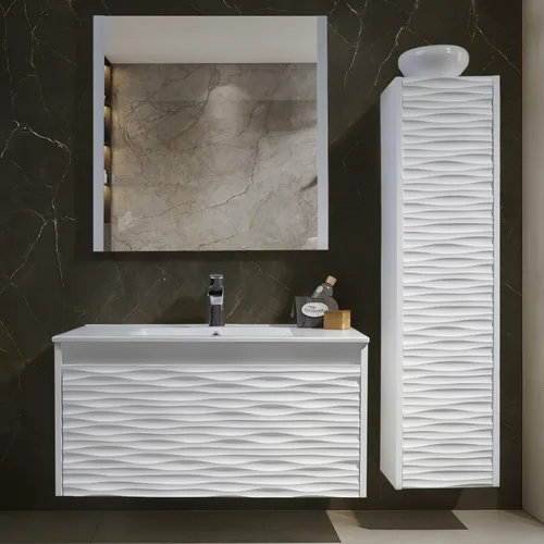 Miniatura 11 de BLOSSOM Tocador de baño blanco de 48 pulgadas con fregadero, tocador de baño flotante de madera con fregadero de 48 pulgadas, espejo, gabinete