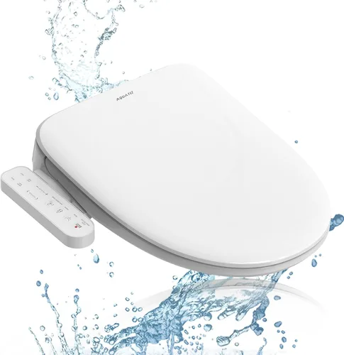 Miniatura 10 de AQUATIZ Bidé de inodoro inteligente alargado, asiento de inodoro eléctrico con boquilla autolimpiante, agua tibia ajustable, desodorizador, secadora