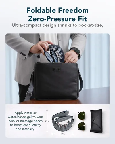 Miniatura 5 de SKG G7 Pro - Masajeador de cuello plegable para aliviar la tensión de tejido profundo con calor y vibración, masajeador de viaje inalámbrico, regalo