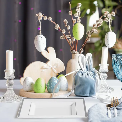 Miniatura 2 de Vplus 90 piezas de 9.5 pulgadas de platos de plástico plateado desechables, elegantes y duraderos de color blanco, platos de plástico para cenas