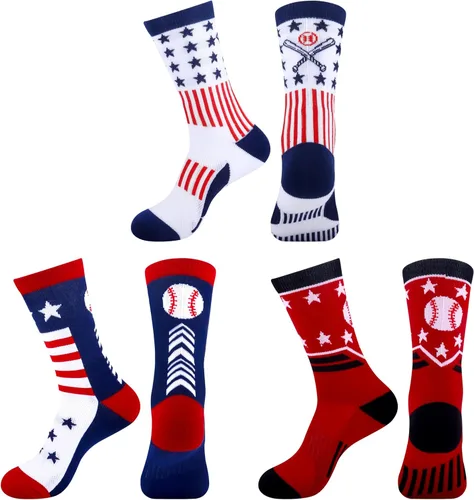 Moyel Calcetines Deportivos para Niños de 8 a 12 y de 12 a 14 años, Calcetines Atléticos para Niños, Calcetines Crew para Niños, Regalos de Béisbol