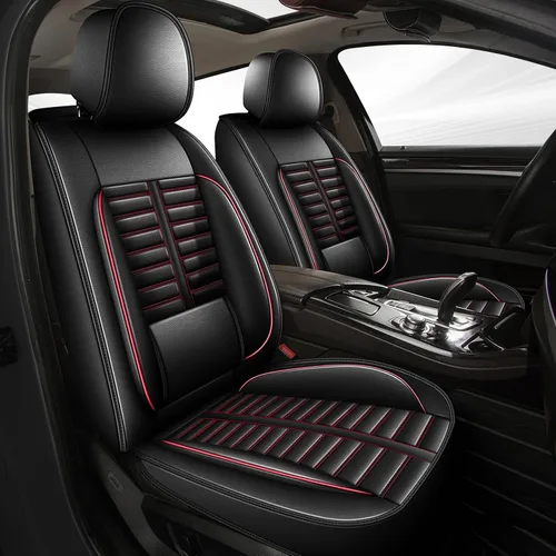 Miniatura 10 de Juego de fundas de asiento de automóvil para GMC Canyon 2015-2025, juego de fundas de asiento delantero de cuero con soporte lumbar, protector