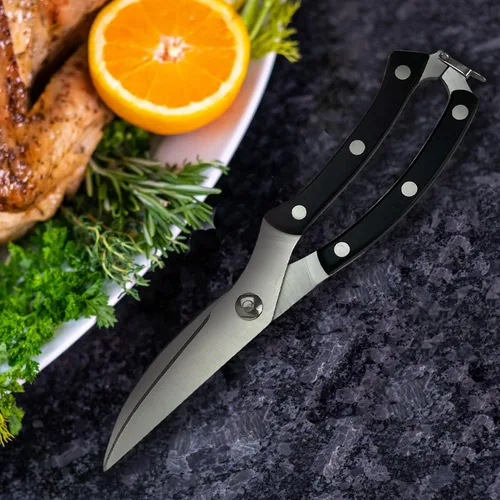 Miniatura 5 de BBQ Butler Tijeras para aves de corral - Tijeras de pollo resistentes - Corte de carne, aves de corral, tijeras Spatchcock - Negro