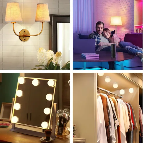 Miniatura 7 de Yochoice Bombilla de luz recargable con batería operada con control remoto E12, bombilla LED regulable con 15 colores seleccionables y 3