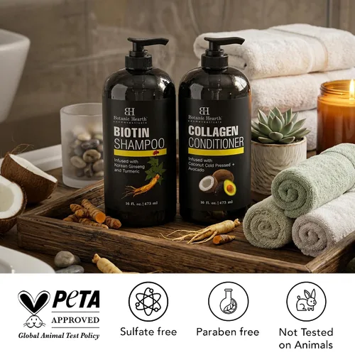 Miniatura 8 de Botanic Hearth Champú y acondicionador de biotina con colágeno Combate la pérdida de cabello y con ginseng coreano y cúrcuma, acondicionador