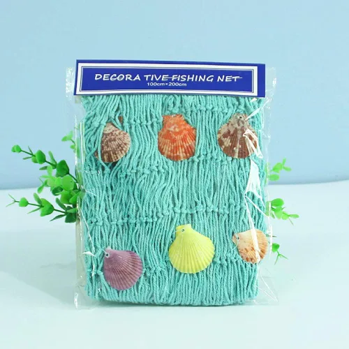 Miniatura 6 de Decoración de red de pesca natural con conchas de 79 pulgadas, decoración temática de playa para fiesta, hogar, dormitorio, decoración de red