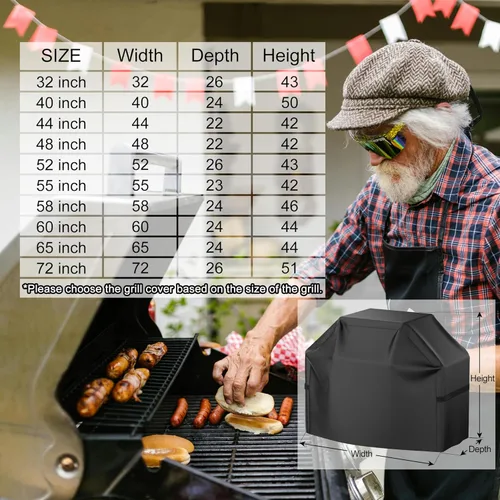 Miniatura 7 de Cubierta para parrilla, cubierta impermeable de 48 pulgadas para parrilla de gas al aire libre, resistente al agua, a la intemperie, a los rayos UV