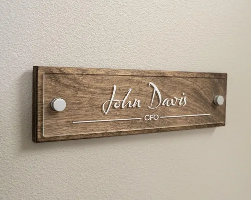 Miniatura 5 de Placa de identificación para pared o puerta, letrero de nombre para oficina (madera espresso)