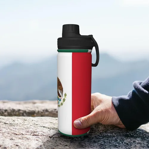 Miniatura 8 de Bandera de México - Hervidor aislado de acero inoxidable Botella de agua divertida con impresión aislada Ideal para deportes y viajes
