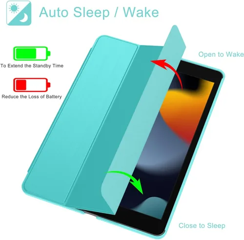 Miniatura 3 de Soke Funda para iPad de 9ª/8ª/7ª generación 2021/2020/2019, [soporte tríptico delgado + activación/suspensión automática], cubierta trasera